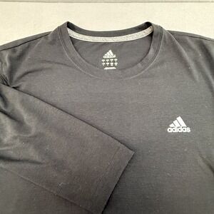 Adidas Climalite Long Sleeve Shirt Men's Large Black Cotton Blend Performance